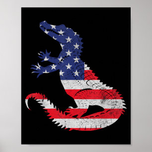 Poster Crocodile Fête de l'Indépendance Drapeau Patriotiq