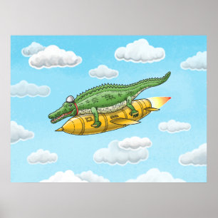 Poster Crocodile Fusée