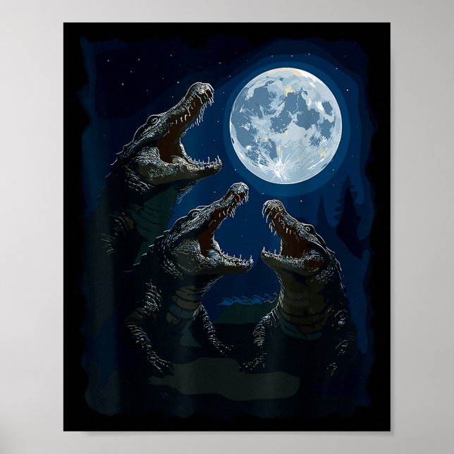Poster Crocodile Howling At The Moon Wildlife Crocodiles  (Devant)