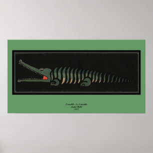 Poster Crocodile - illustration de livre colorée ancienne