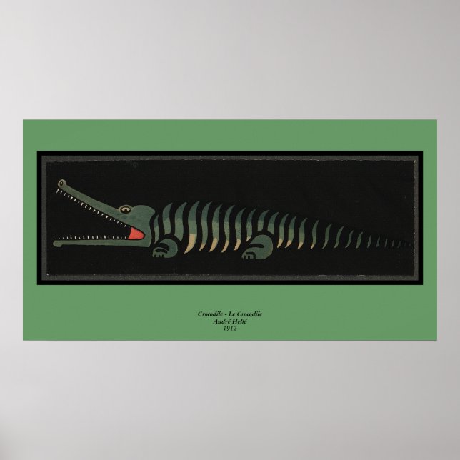 Poster Crocodile - Illustration d'un livre coloré antique (Devant)