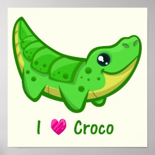 Poster Crocodile mignon amour kawaii bébé dessin animé
