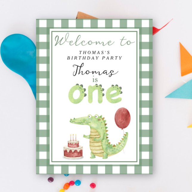 Poster Crocodile mignonne 1er anniversaire (Créateur téléchargé)