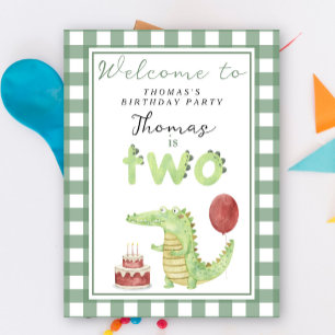 Poster Crocodile mignonne 2e fête d'anniversaire