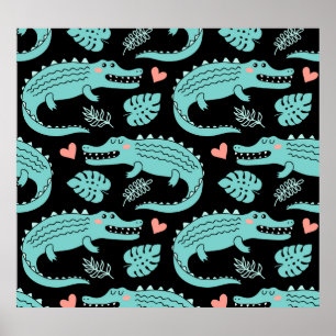 Poster Crocodiles de caricatures, motif mignon sans soudu