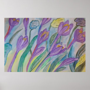 Poster Crocus de printemps Abstrait