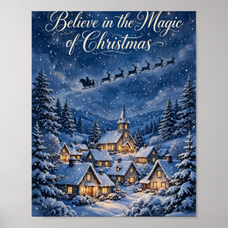 Poster Croire à la magie de l'affiche du village de Noël