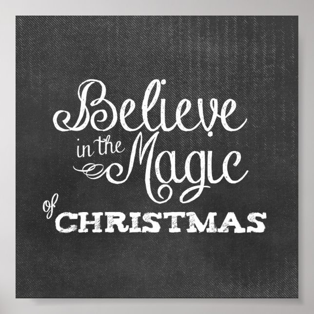 Poster croire à la magie de Noël Chalkboard (Devant)
