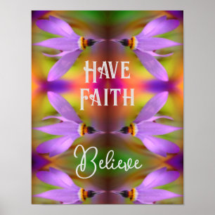 Poster Croire Fleur violette Abstraite Inspirationnel
