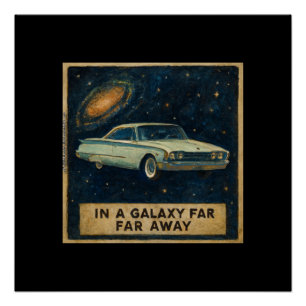 Poster Croiseur Rétro dans l'Espace Profond