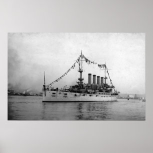 Poster Croiseur Washington ancré dans le port de Seattle