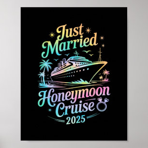 Poster Croisière de lune de miel Cute Just Married 2025 J