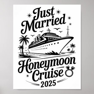 Poster Croisière de lune de miel juste mariés mignonne 20