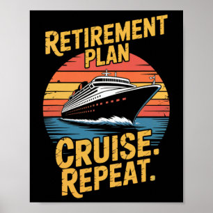 Poster Croisière drôle répétée Croisière vintage retraité