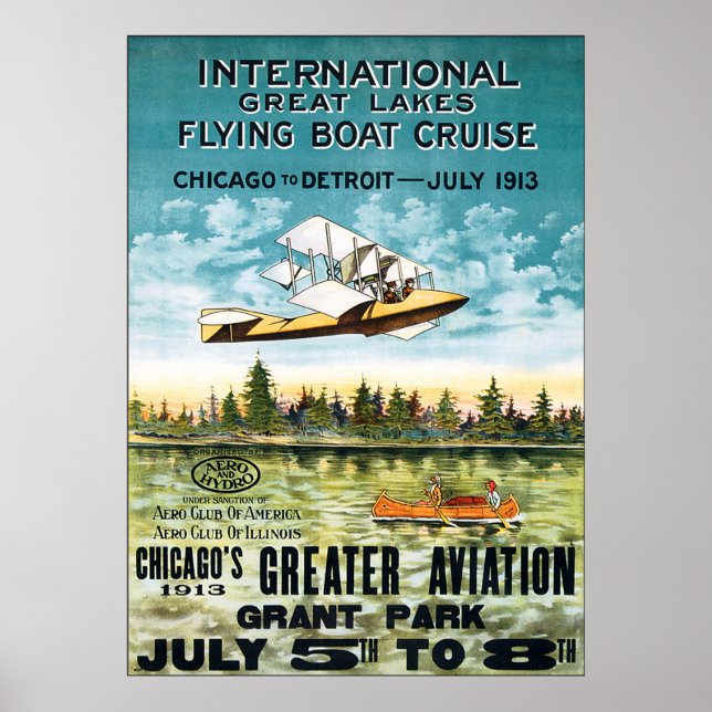 Poster Croisière en bateau volant vintage 1913 (Devant)