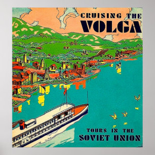 Poster Croisière sur la Volga, Union soviétique