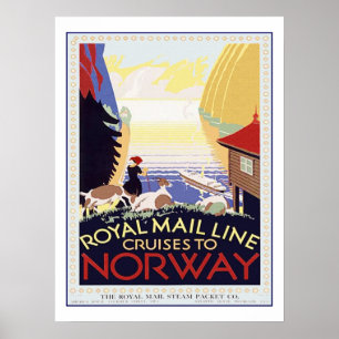 Poster Croisière Vintage voyage vers la Norvège