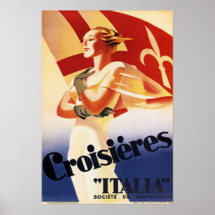 Poster CROISIERES ITALIA Ship Cruises by Marcelo Dudovich