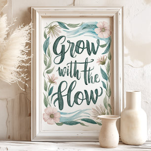Poster Croissance avec l'impression florale flux