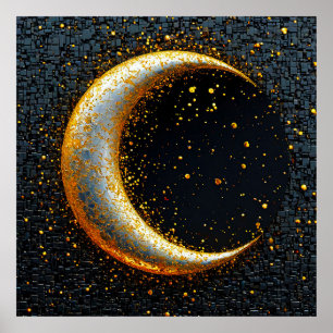 Poster Croissant de lune doré