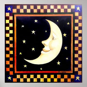 Poster Croissant de Lune souriant