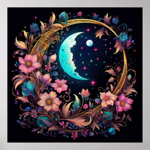 Poster Croissant floral lumineux