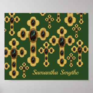 Poster Croix avec 6 Faux Bloodstones -