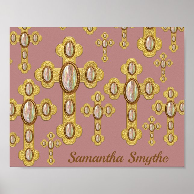 Poster Croix avec 6 Opales Faux - (Devant)