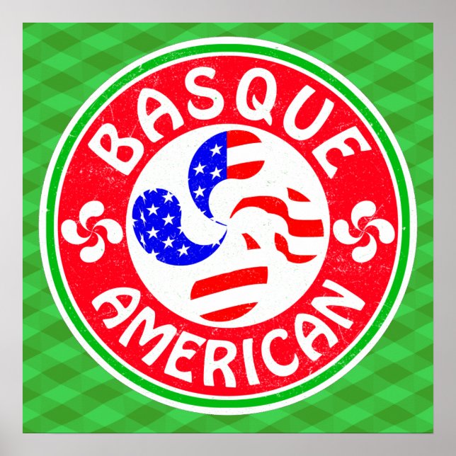 Poster Croix basque-américaine Euskara Lauburu (Devant)