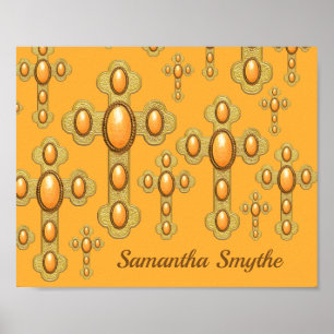Poster Croix Bourgeonnantes avec 6 Faux Sardonyx -