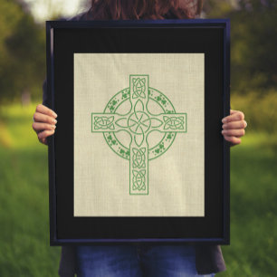 Poster Croix celtique avec anneau Shamrock
