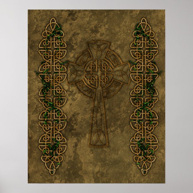 Poster Croix celtique et noeuds croisés (Devant)