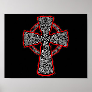 Poster Croix celtique noire et rouge