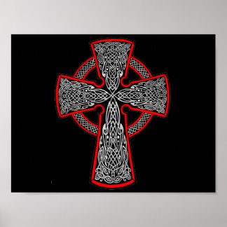 Poster Croix celtique noire et rouge
