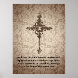 Poster Croix chrétienne élégante avec fond en spirale