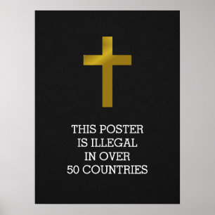 Poster Croix chrétienne - Illégale dans plus de 50 pays