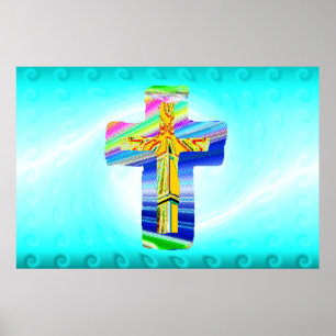 Poster Croix chrétienne surréaliste