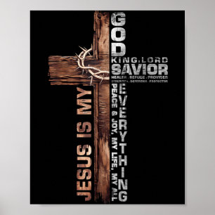Poster Croix Chrétiens Jésus Est Mon Dieu Roi Seigneur Sa