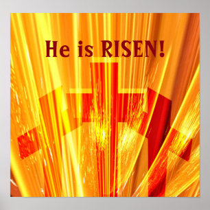 Poster Croix dans la lueur d'or