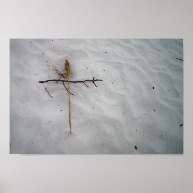 Poster Croix dans le sable (Devant)