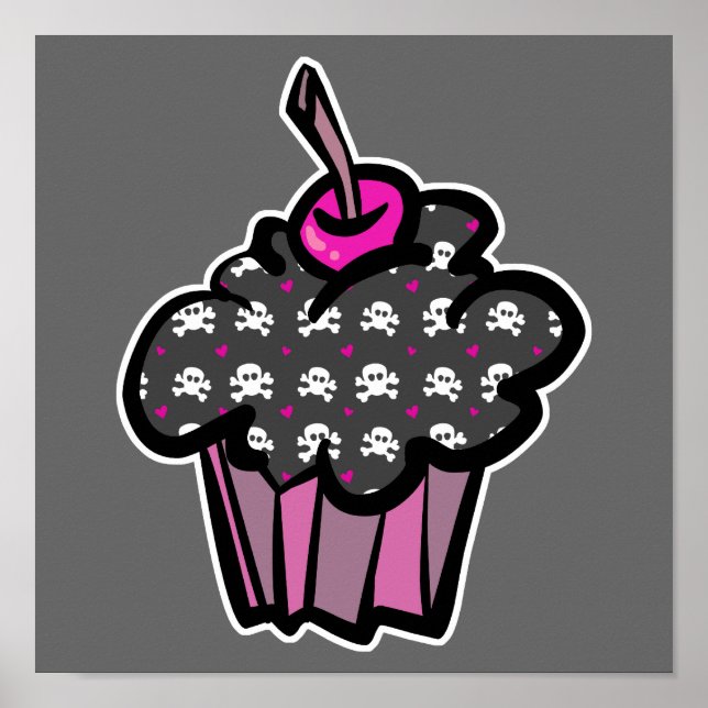 Poster croix de crâne goth cupcake (Devant)