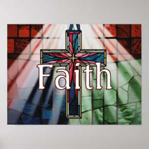 Poster Croix de foi en verre personnalisé