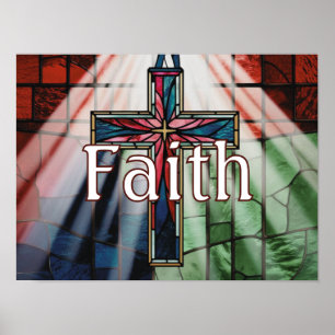 Poster Croix de foi en verre tendu personnalisé