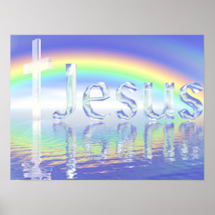 Poster Croix de Jésus arc-en-ciel