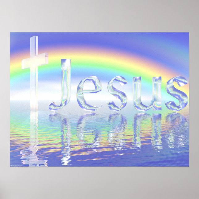 Poster Croix de Jésus arc-en-ciel (Devant)