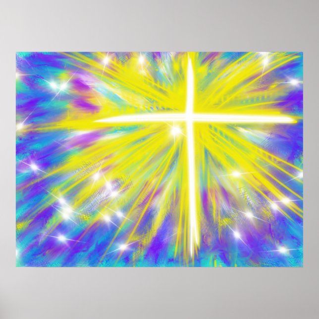 Poster Croix de la résurrection abstraite de Pâques (Devant)