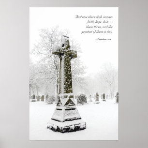 Poster Croix de neige : 1 Corinthiens 13:13 - Inspiration