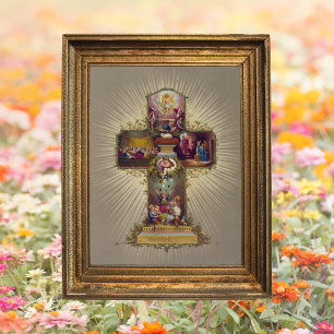 Poster Croix de Pâques chrétienne Résurrection Jésus Chri