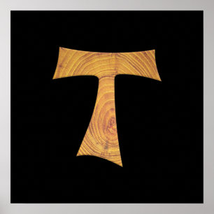 Poster Croix de Tau franciscaine en bois