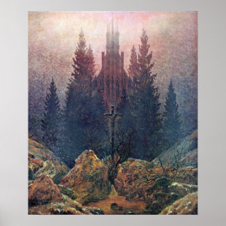 Poster Croix et cathédrale Caspar David Friedrich